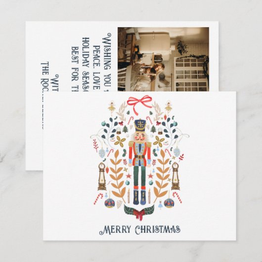 Nutcracker Holiday-fotokerstkaart Notitiekaartje (Voorkant / Achterkant)