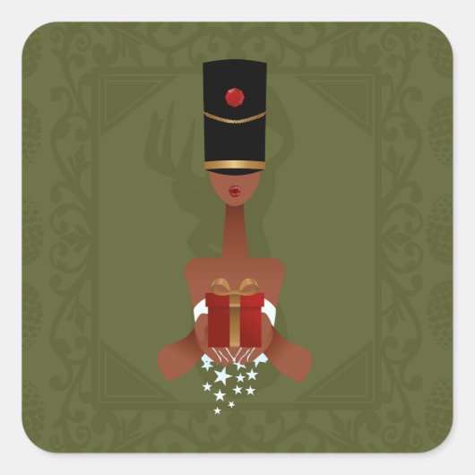 Nutcracker Holiday Gift Kerstmis Vierkante Sticker (Voorkant)