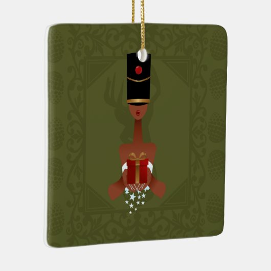 Nutcracker Holiday Gift kerstversier Square Keramisch Ornament (Rechts)