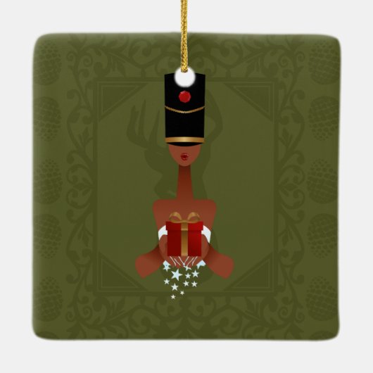 Nutcracker Holiday Gift kerstversier Square Keramisch Ornament (Achterkant)