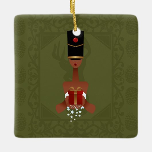 Nutcracker Holiday Gift kerstversier Square Keramisch Ornament (Voorkant)