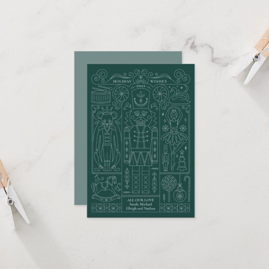 Nutcracker Holiday Wenskaart Kaart (Voorkant / Achterkant in situ)