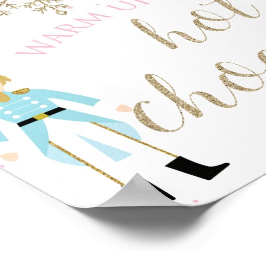 Nutcracker Hot Chocolate Bar Roze goudsneeuwvlokke Poster (Hoek)