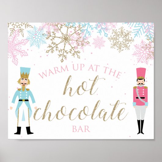 Nutcracker Hot Chocolate Bar Roze goudsneeuwvlokke Poster (Voorkant)