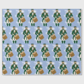 Nutcracker Inpakpapier Froted Blauw & Goud (Vlak)