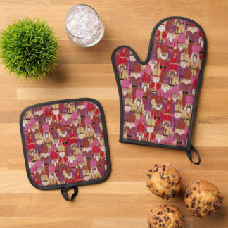 Nutcracker International Band - Roze Kerst Ovenwant & Pannenlap Set
