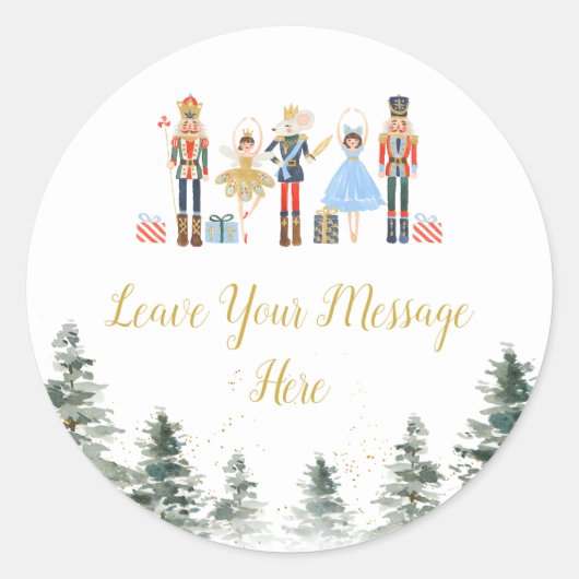Nutcracker Kerst Bruids Thee Liefde Uw Bericht Ronde Sticker (Voorkant)
