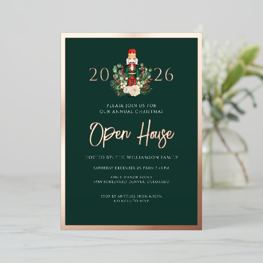 Nutcracker Kerst Open Huis Script Folie Uitnodiging (Staand Voorkant)