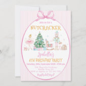 Nutcracker Kerst Roze Meisje Verjaardagsfeestje Kaart (Voorkant)