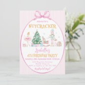 Nutcracker Kerst Roze Meisje Verjaardagsfeestje Kaart (Staand voorkant)
