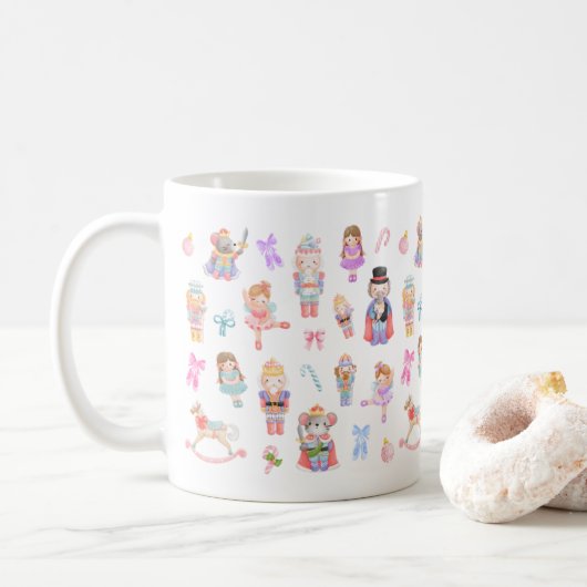 Nutcracker-kerstpatroon Koffiemok (Met donut)