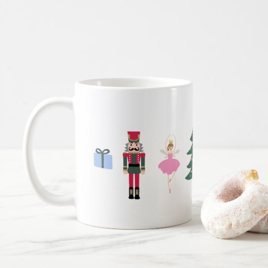 Nutcracker laat het de Mok van de kerstkoffie snee (Met donut)