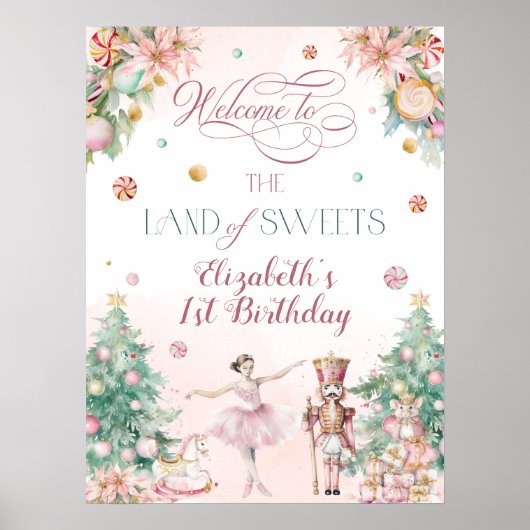 Nutcracker Land Of Sweet Birthday Party Welcome Poster (Voorkant)