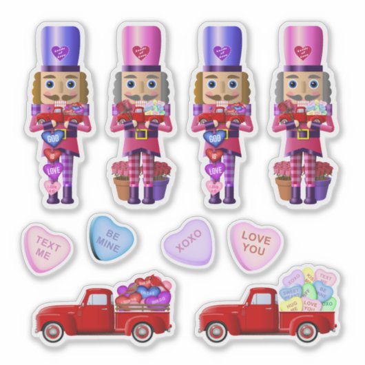Nutcracker Little Red Truck Valentijnstickers Sticker (Voorkant)