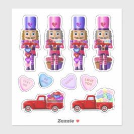 Nutcracker Little Red Truck Valentijnstickers Sticker