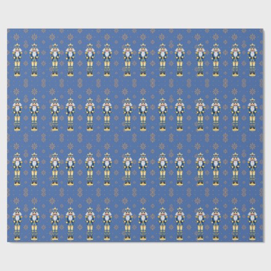 Nutcracker Men Blue and Gold Traditional Cadeaupapier (Vlak)