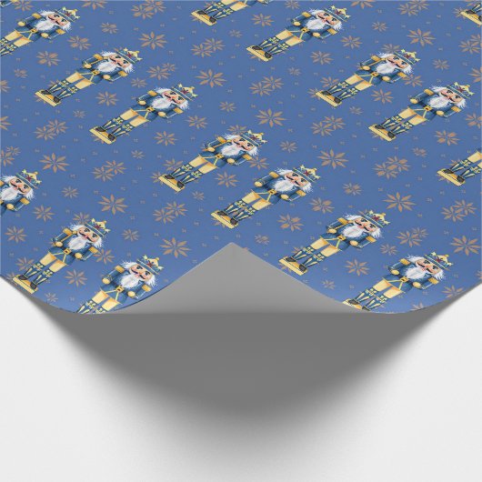 Nutcracker Men Blue and Gold Traditional Cadeaupapier (Hoek)