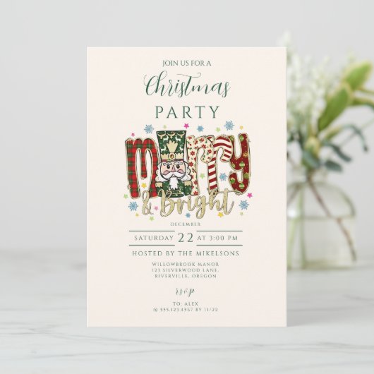 Nutcracker Merry & Bright Christmas Kaart (Staand voorkant)