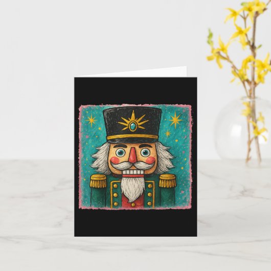 Nutcracker Merry Christmas Men Women Kids Painting Kaart (Gele Bloem)