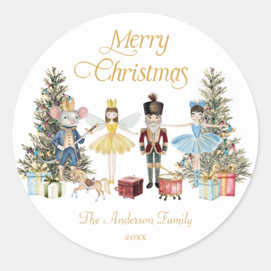 Nutcracker Merry Christmas  Ronde Sticker (Voorkant)