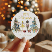 Nutcracker Merry Christmas Ronde Sticker
