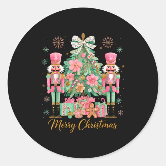 Nutcracker Merry Christmas Tree Ballet Dance Women Ronde Sticker (Voorkant)