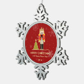 Nutcracker Merry Kerstmis en Happy Nieuwjaar 2014 Tin Sneeuwvlok Ornament (Rechts)