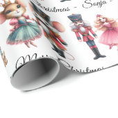 Nutcracker Mouse Ballerina Add Name Christmas Roll Cadeaupapier (Rol Hoek)