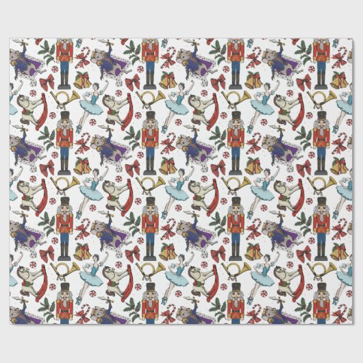 Nutcracker Mouse King Ballerina Christmas Pattern Cadeaupapier (Vlak)