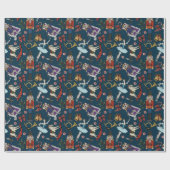 Nutcracker Mouse King Ballerina Navy Blue Xmas Cadeaupapier (Vlak)