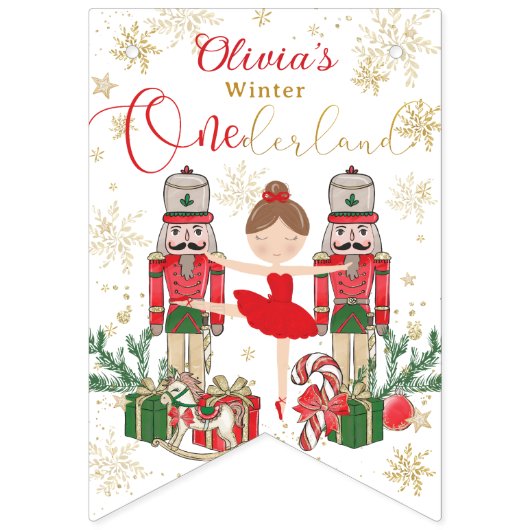 Nutcracker Onederland 1st Birthday Photo Milestone Vlaggetjes (Eerste vlag)