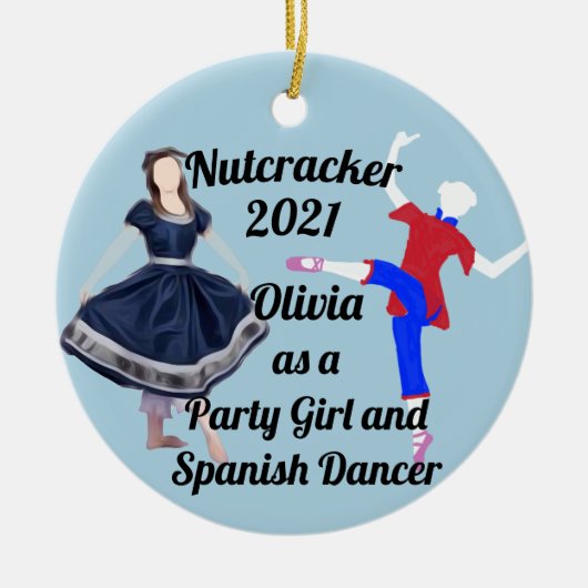 Nutcracker Ornament-Chinese daner en Party Girl Keramisch Ornament (Voorkant)