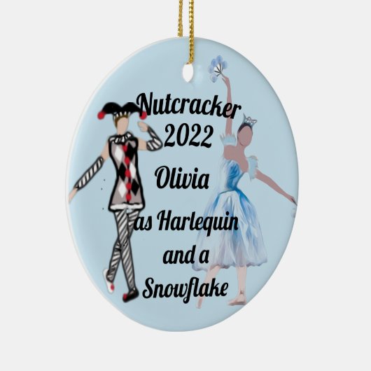 Nutcracker Ornament-Harlequin en SnowflakeKeramiek Keramisch Ornament (Rechts)
