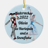 Nutcracker Ornament-Harlequin en SnowflakeKeramiek Keramisch Ornament (Voorkant)