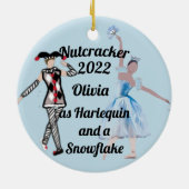 Nutcracker Ornament-Harlequin en SnowflakeKeramiek Keramisch Ornament (Achterkant)