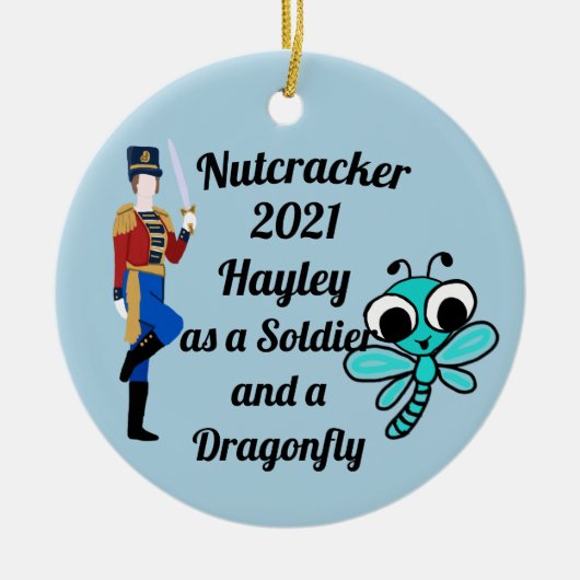 Nutcracker Ornament-Soldier en Dragonfly Keramisch Ornament (Voorkant)