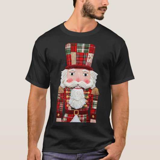 Nutcracker Patchwork Merry Christmas Pajamas Men W T-shirt (Voorkant)