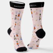 Nutcracker Pattern Roze kerstfeestdag Sokken (Gebogen)
