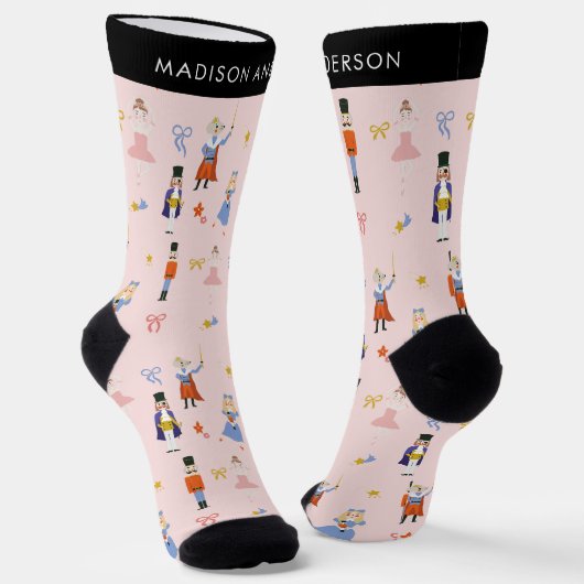 Nutcracker Pattern Roze kerstfeestdag Sokken (Gebogen)