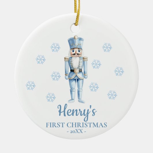 Nutcracker Personalized Baby's First Christmas Keramisch Ornament (Voorkant)