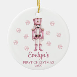 Nutcracker Personalized Girl's First Christmas Keramisch Ornament