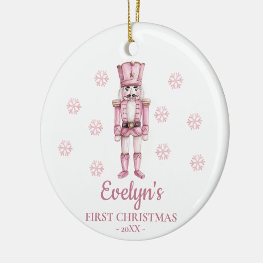 Nutcracker Personalized Girl's First Christmas Keramisch Ornament (Links)