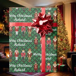 Nutcracker Persoonlijke naam Aangepaste kersttekst Cadeaupapier