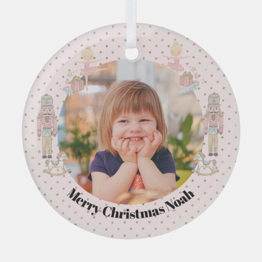 nutcracker Photo Christmas Cute  Glas Ornament (Voorkant)