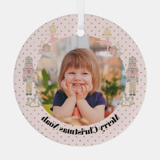 nutcracker Photo Christmas Cute  Glas Ornament (Achterkant)