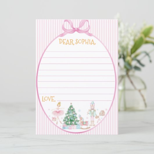 Nutcracker Pink Bow Birthday Time Capsule Card Bedankkaart (Staand voorkant)