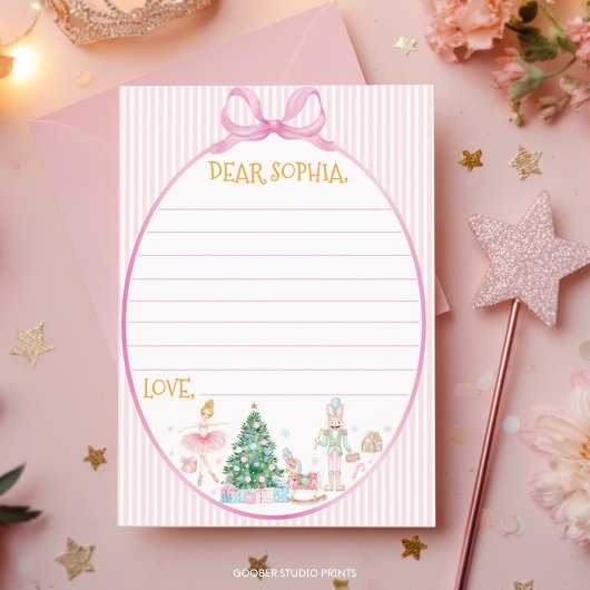 Nutcracker Pink Bow Birthday Time Capsule Card Bedankkaart