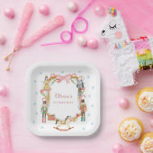 Nutcracker Pink Christmas Girl 1st Birthday Papieren Bordje (Feest)