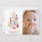 Nutcracker Pink kerstboom 1e verjaardag Foto Kaart (Voorkant)