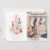 Nutcracker Pink kerstboom Fotovakantiekaart Feestdagenkaart (Voorkant)